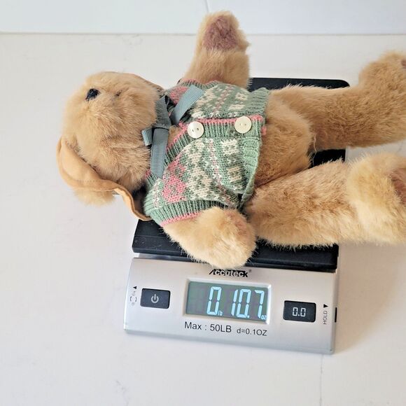 Honeysuckle Hollow 11" Fuzzy Plush Teddy Bear with Sweater & Hat jointed Vintage - Picture 12 of 12
